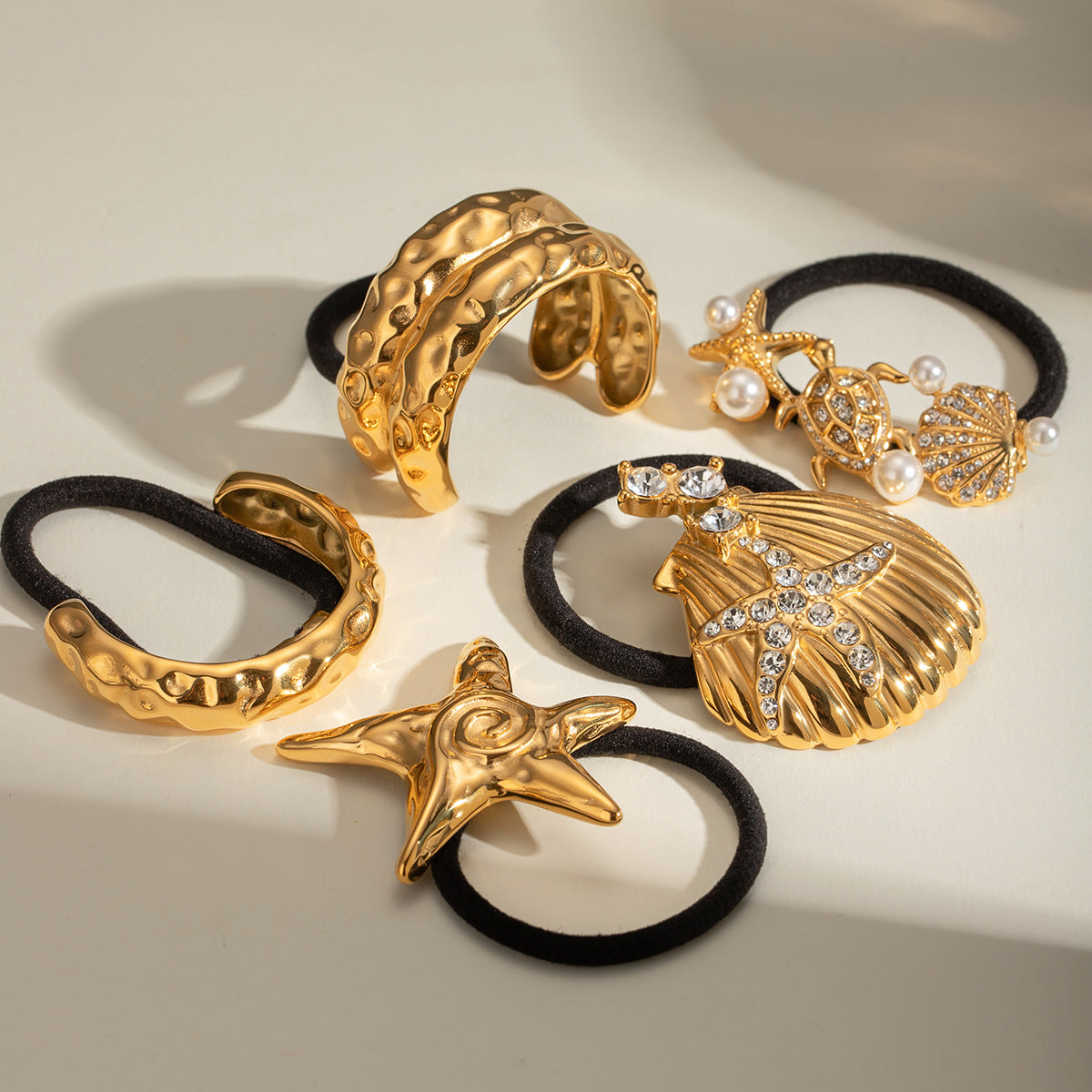 Elegant Starfish-Shaped Stainless Steel Hair Tie with Plated Finish for Women