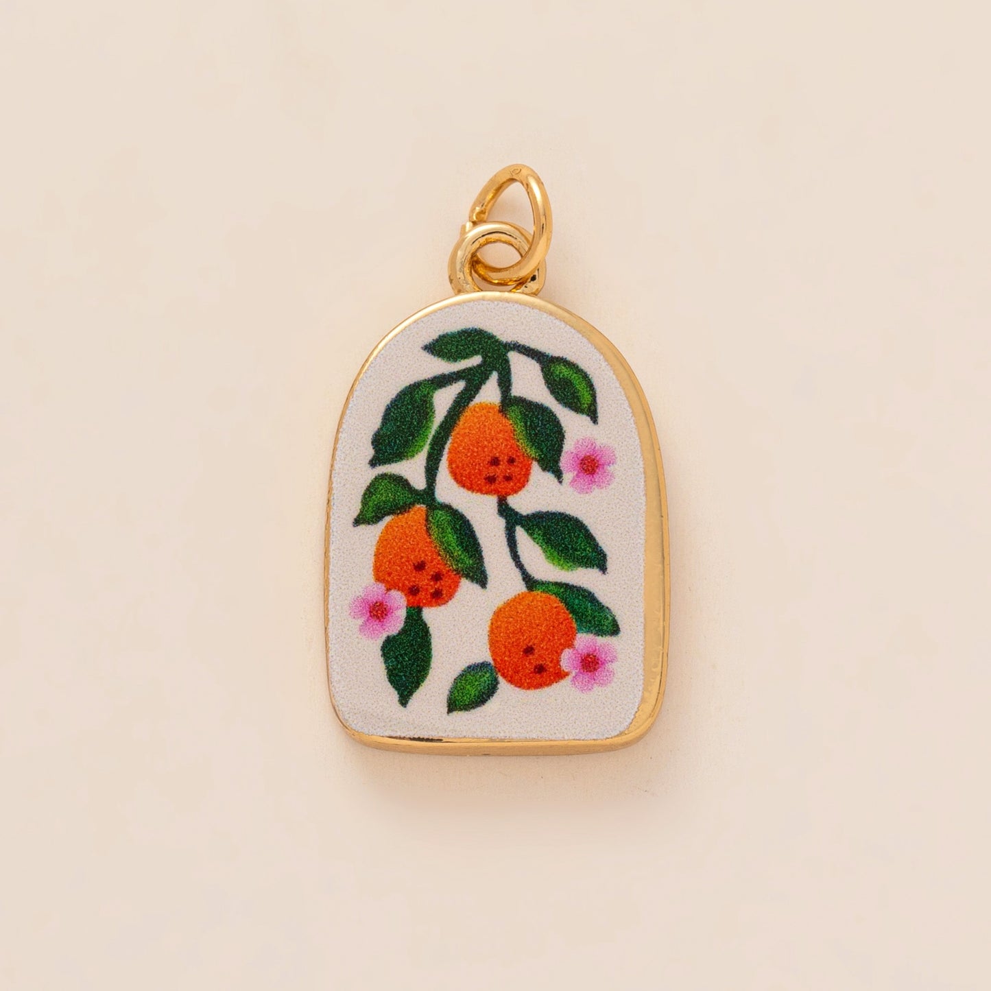 Sweet Floral Brass Plated Drip Oil Painted Cherry Boot Charm Bar Pendant DIY Accessory