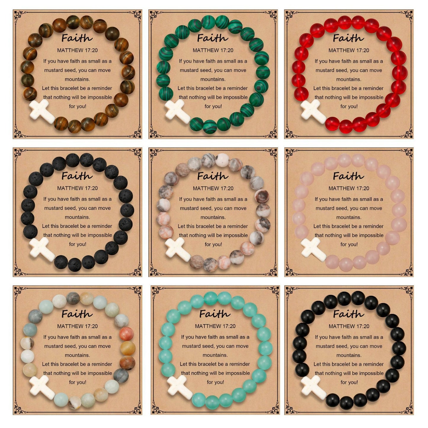 Business Casual Handmade Natural Stone Bracelet with Letter and Number Elements Unisex