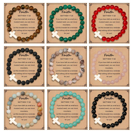 Business Casual Handmade Natural Stone Bracelet with Letter and Number Elements Unisex