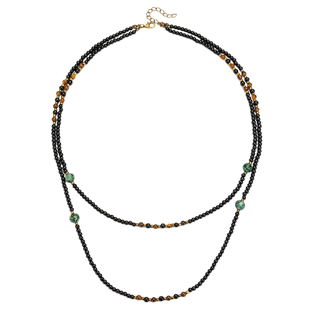 Bohemian Vintage Geometric Agate Beaded Necklace Unisex