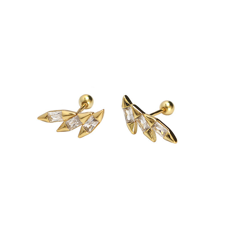 Sweet Streetwear 925 Sterling Silver Geometric Wing Cone Threaded Cartilage Earring