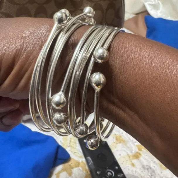 Geometric Round Cuff Bracelet Set in Iron with Electroplating Finish for Unisex Stackable Vintage-Inspired Hip Hop Fashion