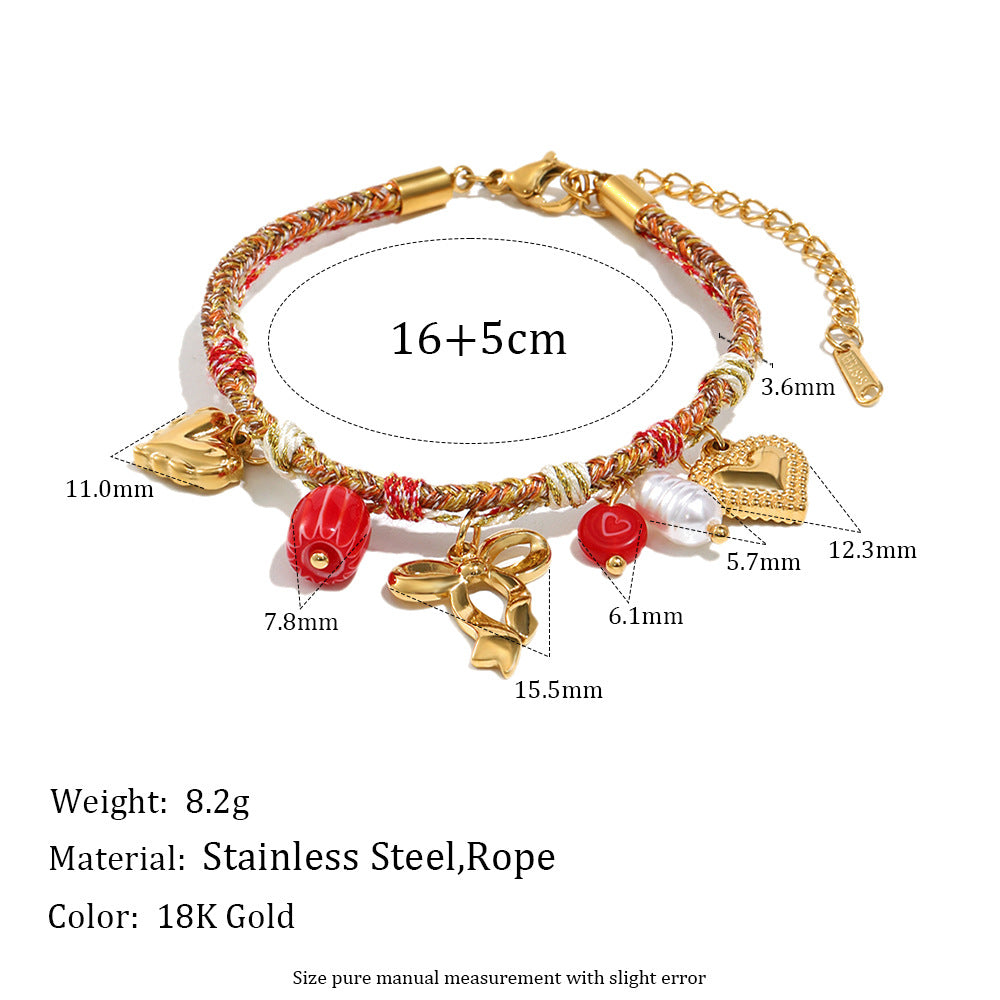 Geometric Butterfly Pendant Necklace in Stainless Steel with 18K Gold Plating and Tassel Detail for Women