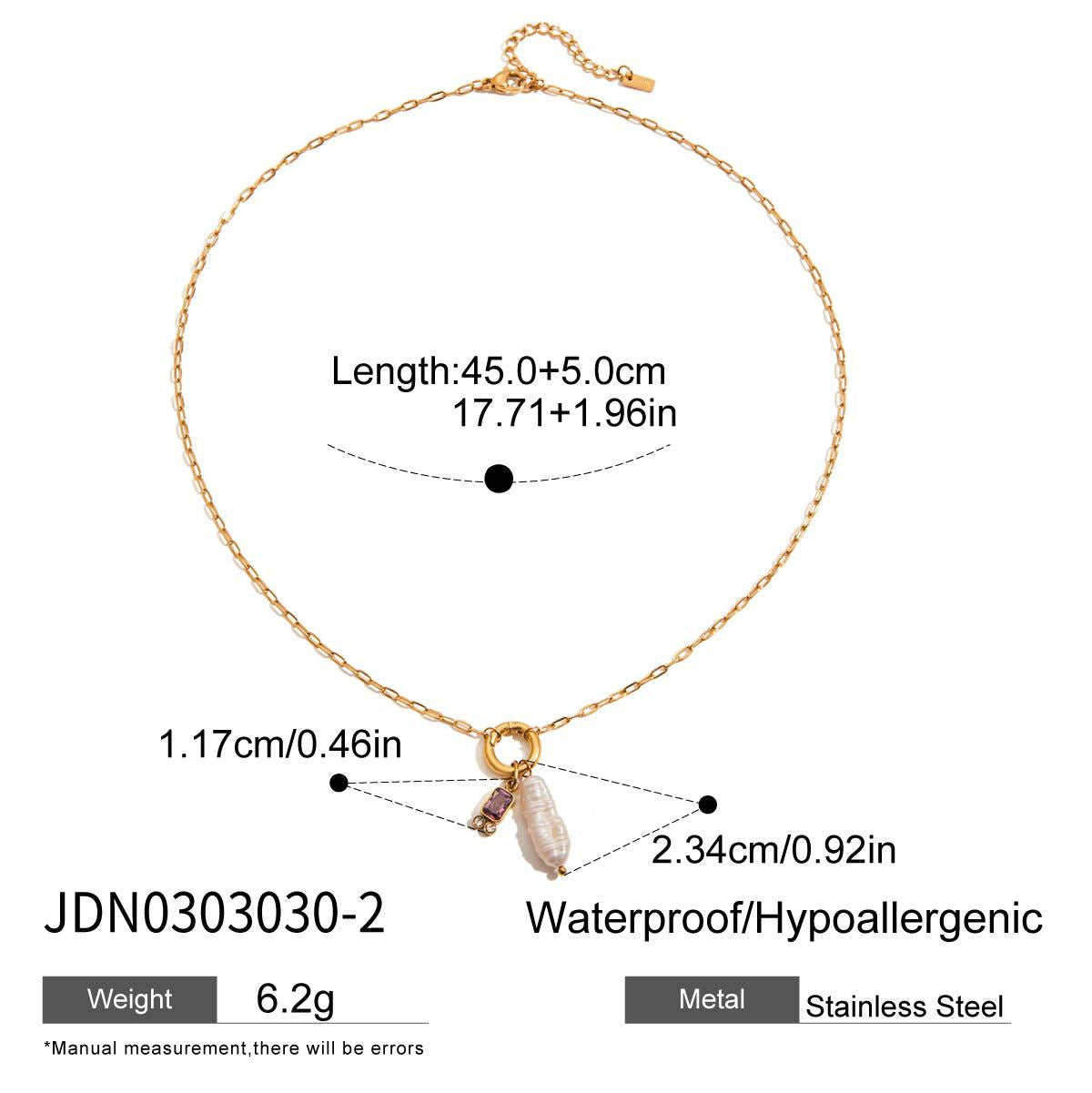 Elegant Geometric Stainless Steel Plated Necklace with Titanium Steel Pendant and Pearl Inlay for Women