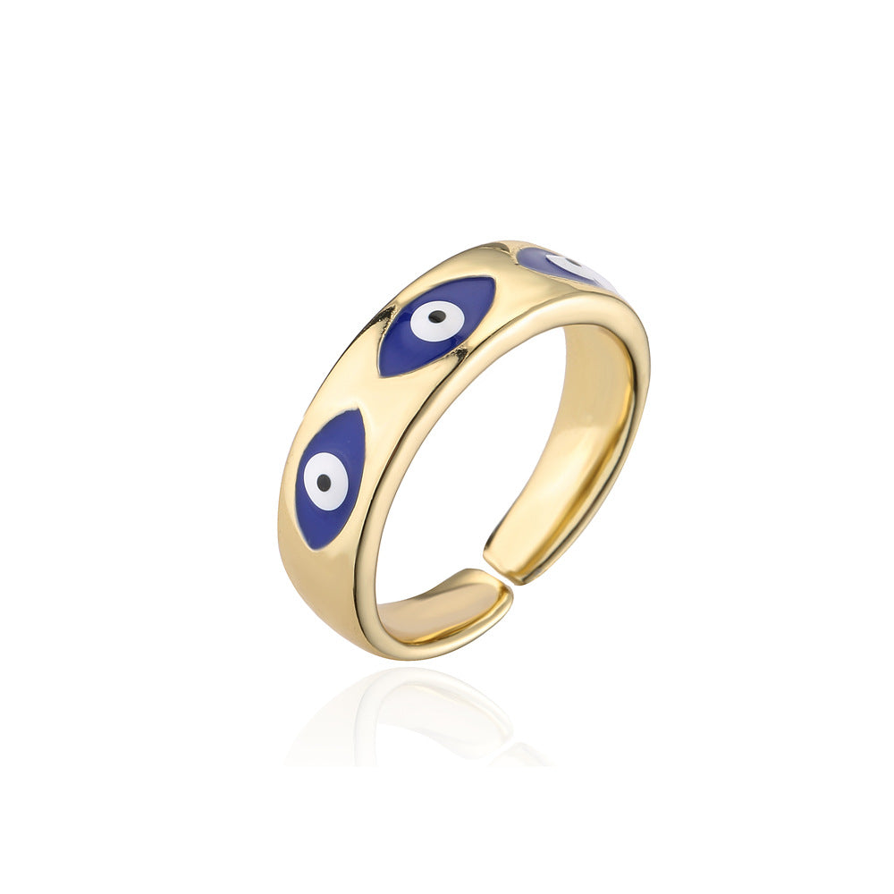Minimalist Geometric Open Ring in Copper with Real Gold Plating and Enamel Finish