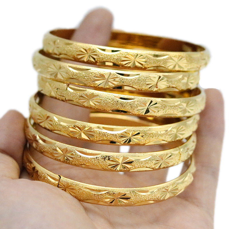 Luxury Elegant Geometric Brass PVD Plated Bangle Bracelet for Women