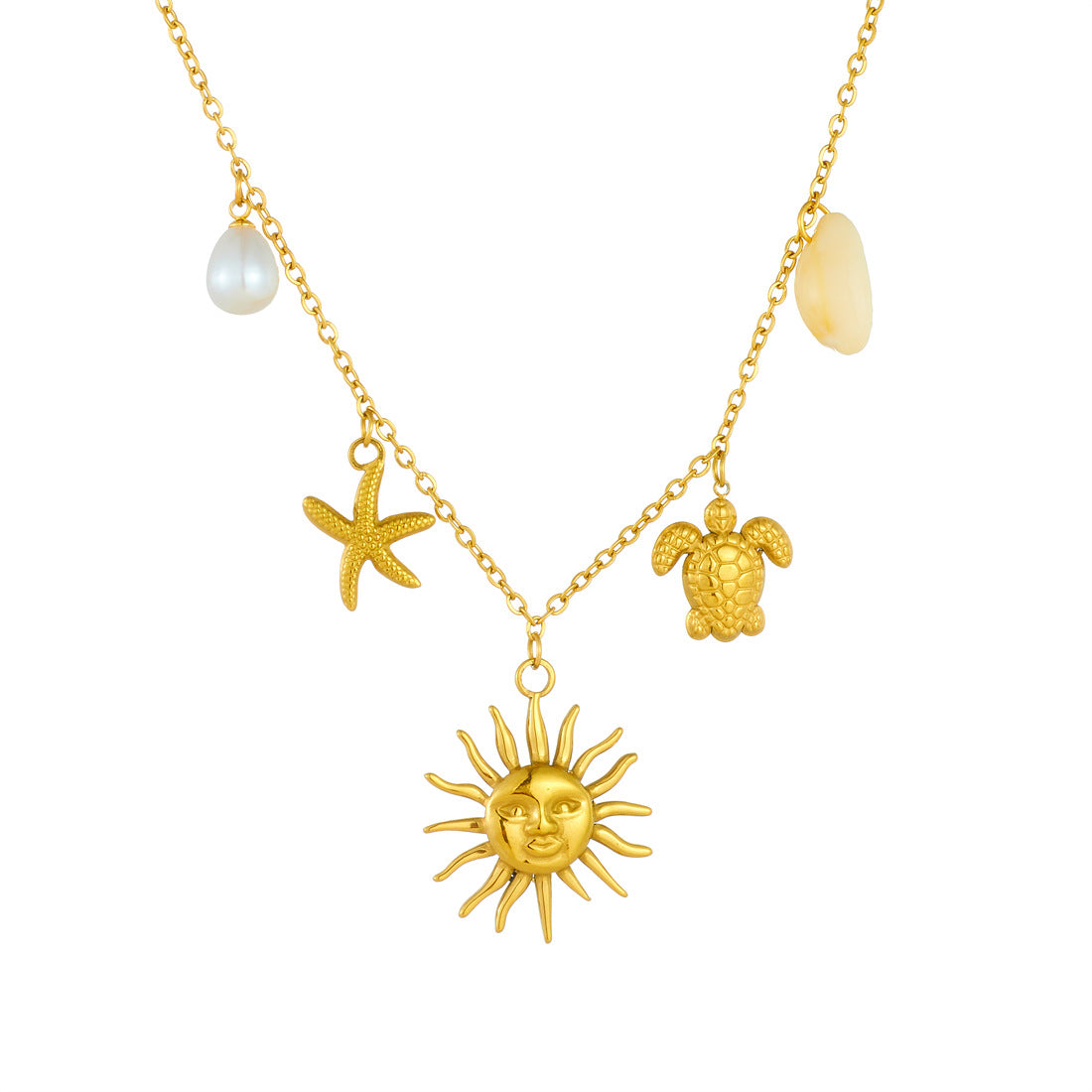 Minimalist Gold Plated Stainless Steel Animal Star Moon Pendant Necklace for Women