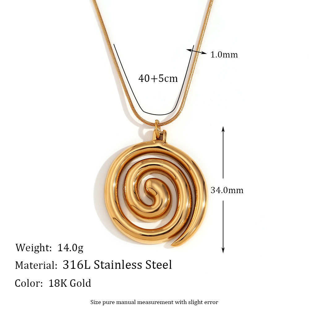 Collana con ciondolo alla moda Sole Luna Stella geometrico da donna in acciaio al titanio con finitura placcata su catena a O