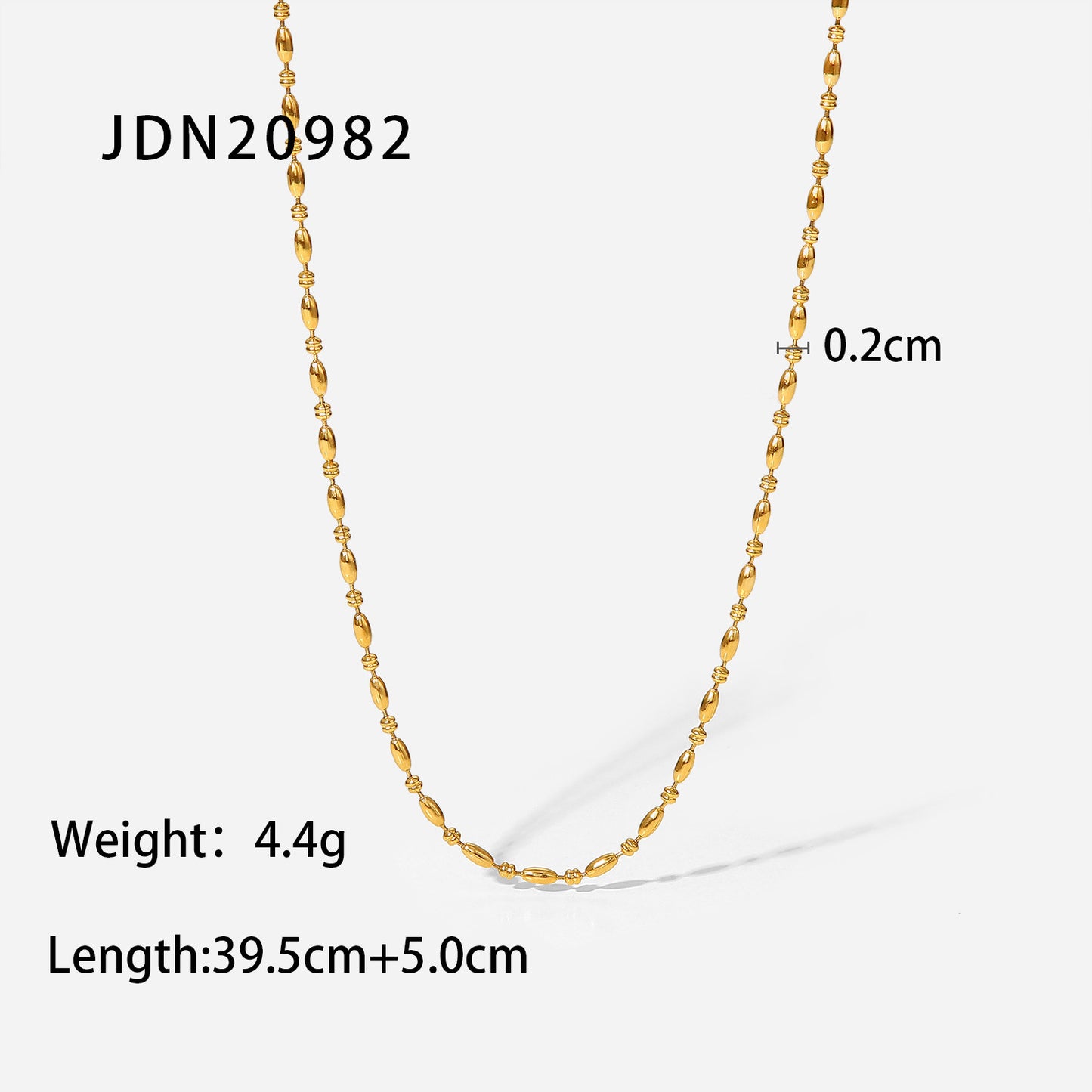 Minimalist 18K Gold Plated Geometric Oval Bead Stainless Steel Multi-Layer Necklace for Women