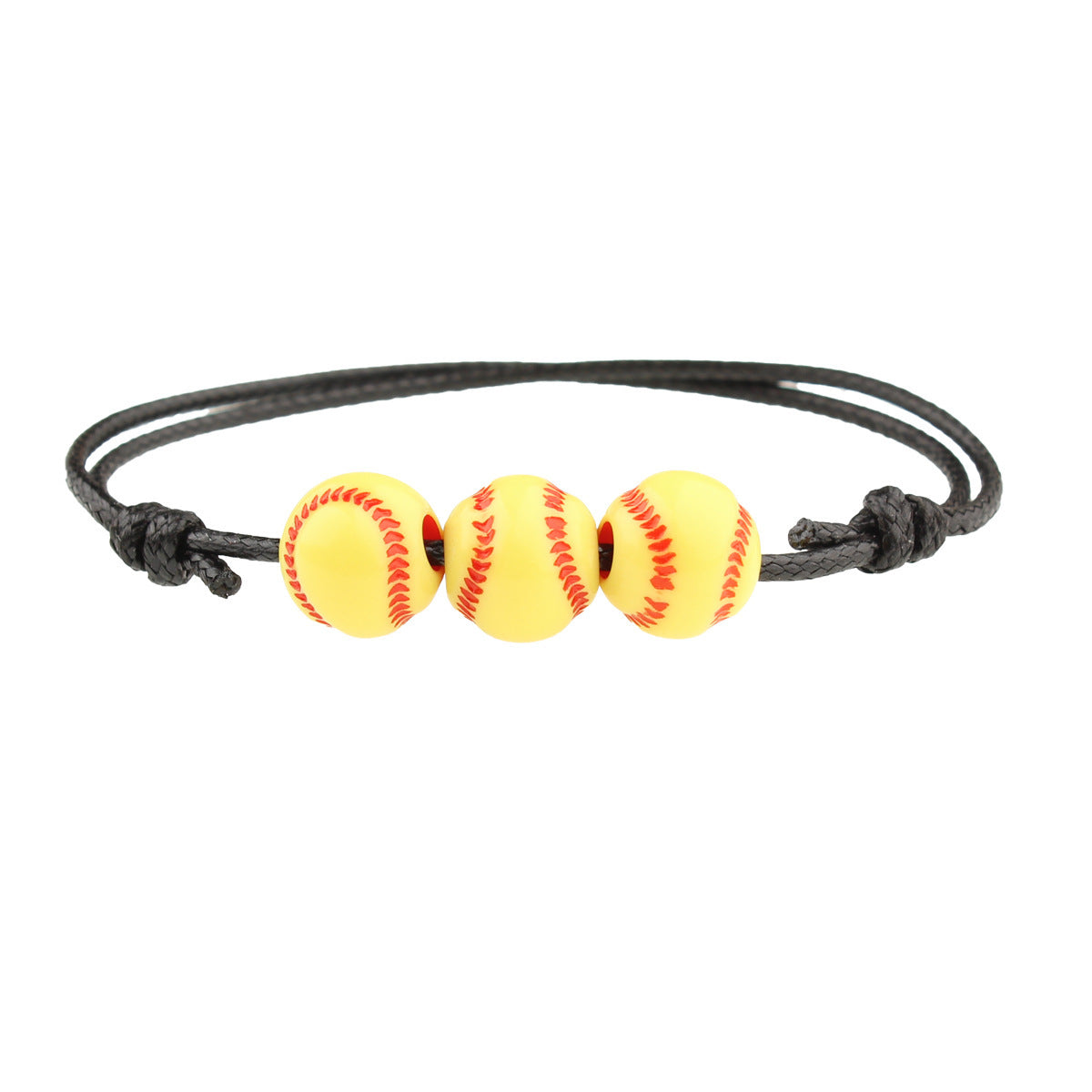 Sporty Geometric Acrylic Ball Beaded Bracelet Unisex Handmade Waxed Cord