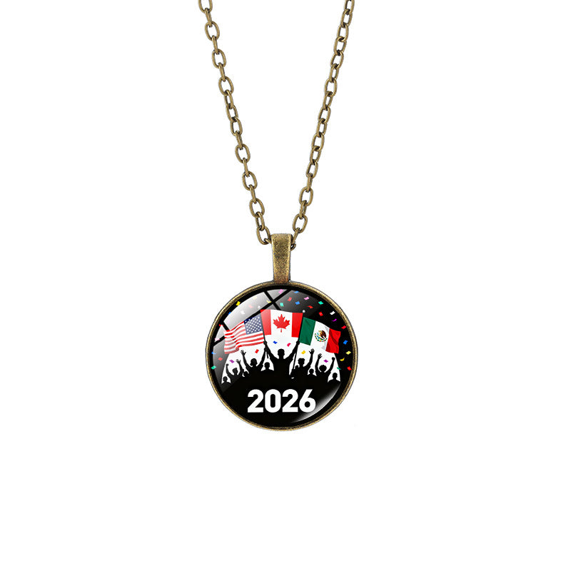 Vintage Sporty Geometric Alloy Pendant Necklace with Crystal Charm for Unisex