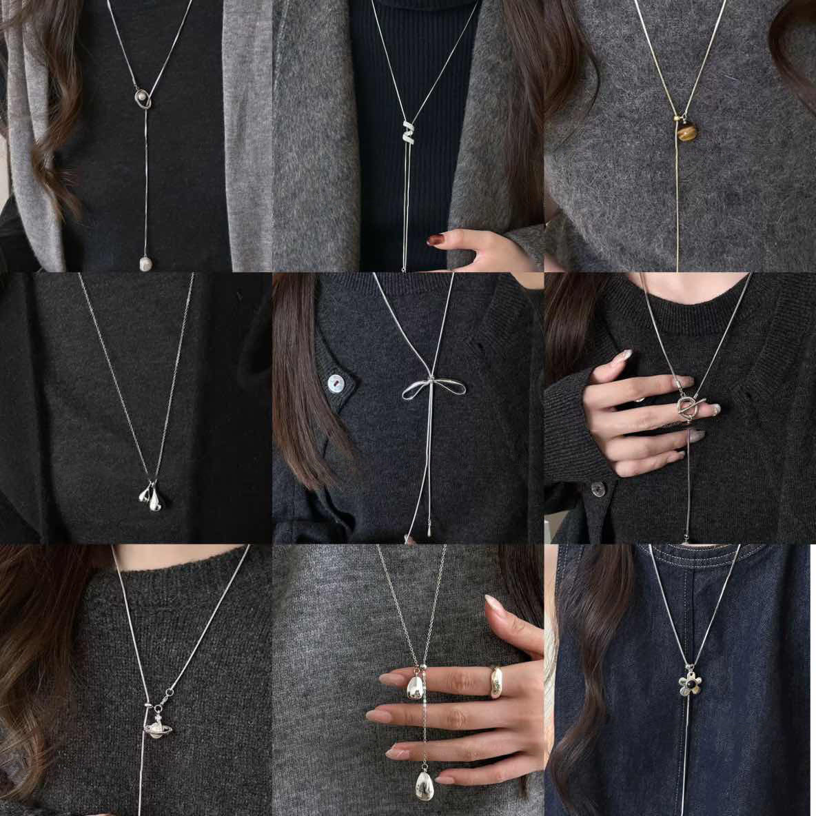 Collana con ciondolo geometrico minimalista in rame placcato da donna, catena maglione di lusso leggera