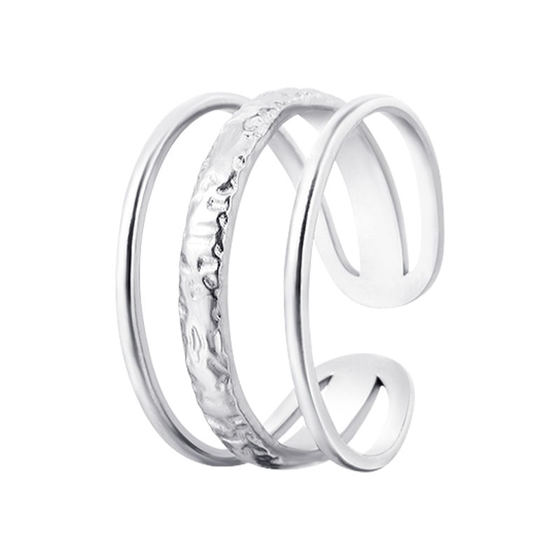 Anello aperto regolabile in acciaio al titanio minimalista da donna, forma geometrica, galvanizzato, stile pendolare alla moda
