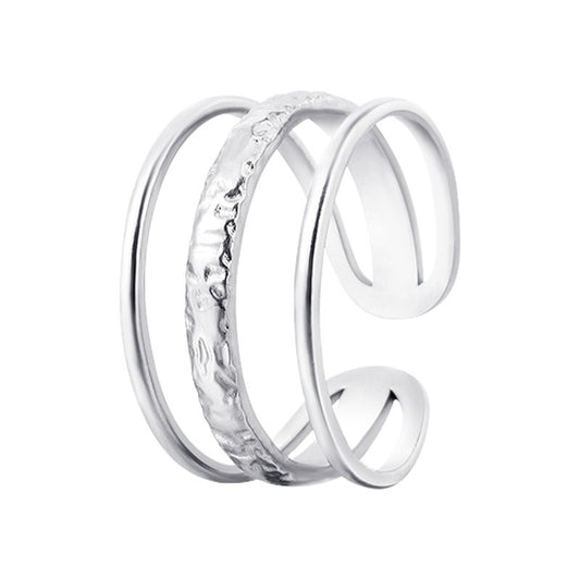 Minimalist Titanium Steel Adjustable Open Ring for Women Geometric Shape Electroplated Fashion Commuter Style