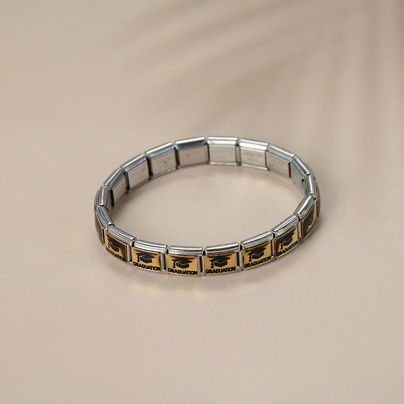 Minimalist Gold Plated Stainless Steel Geometric Cartoon Charm Bar for DIY Bracelet