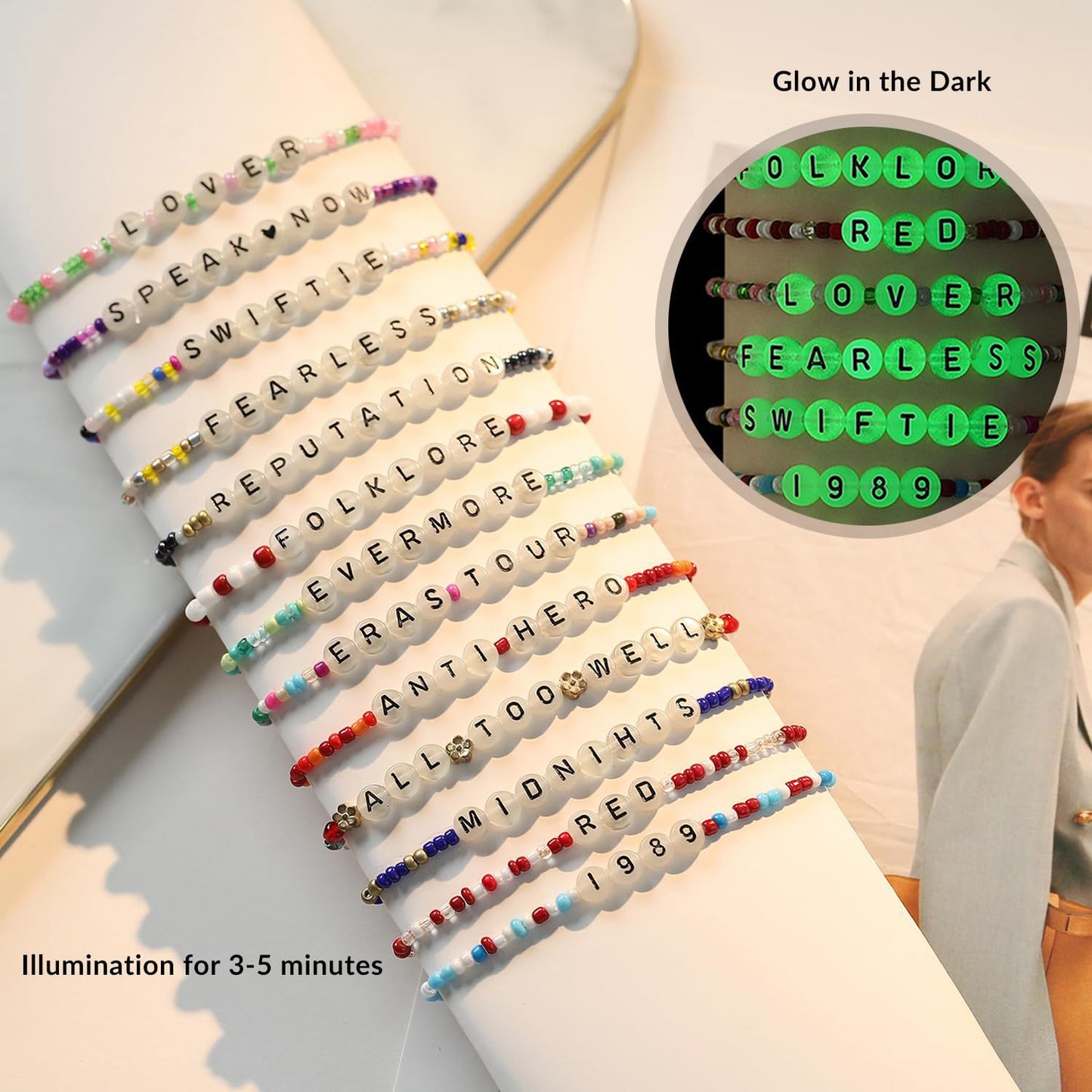 Luminous Letter Beaded Bracelet for Women Friendship Jewelry Gift