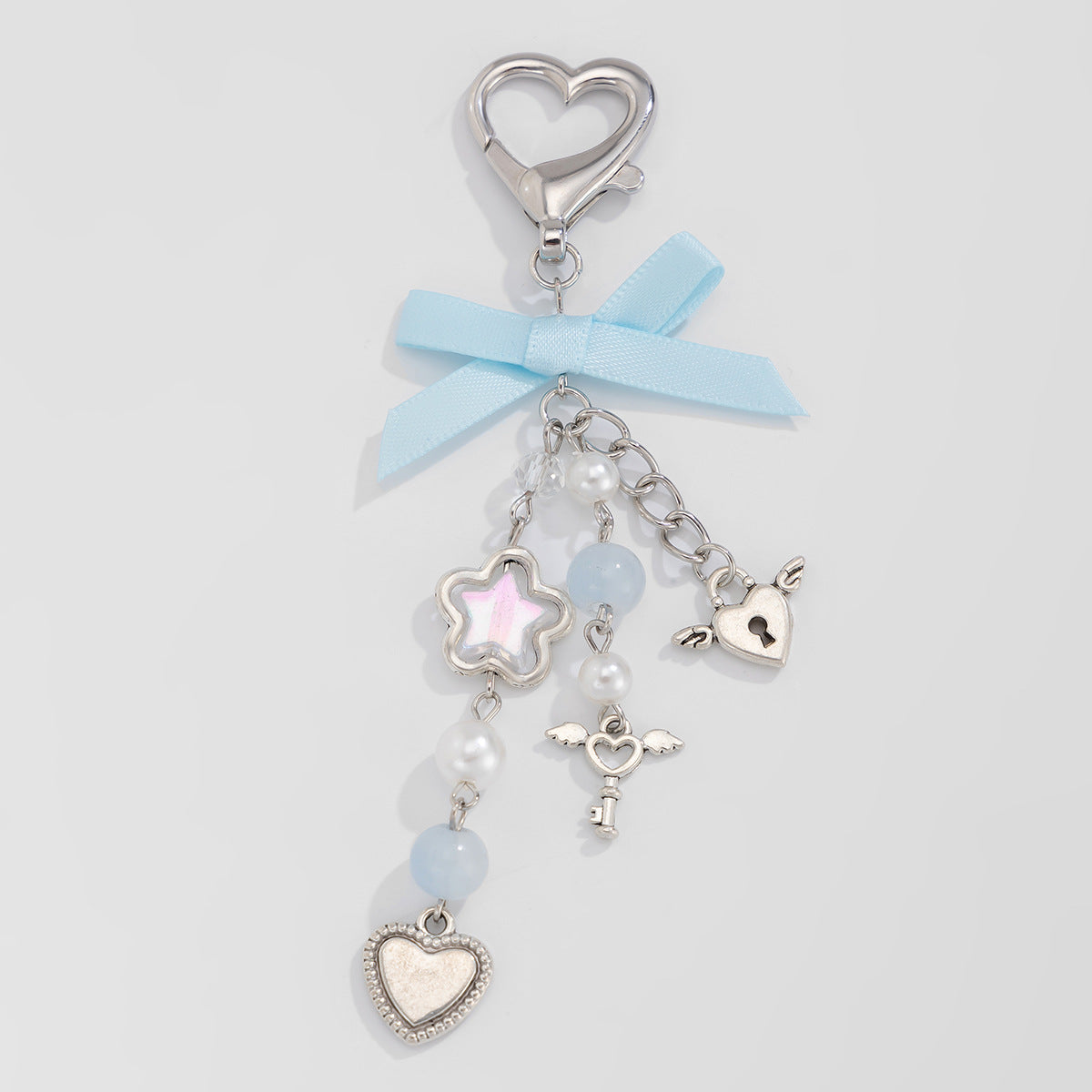 Sweet Heart Imitation Pearl Plated Alloy Keychain Charm