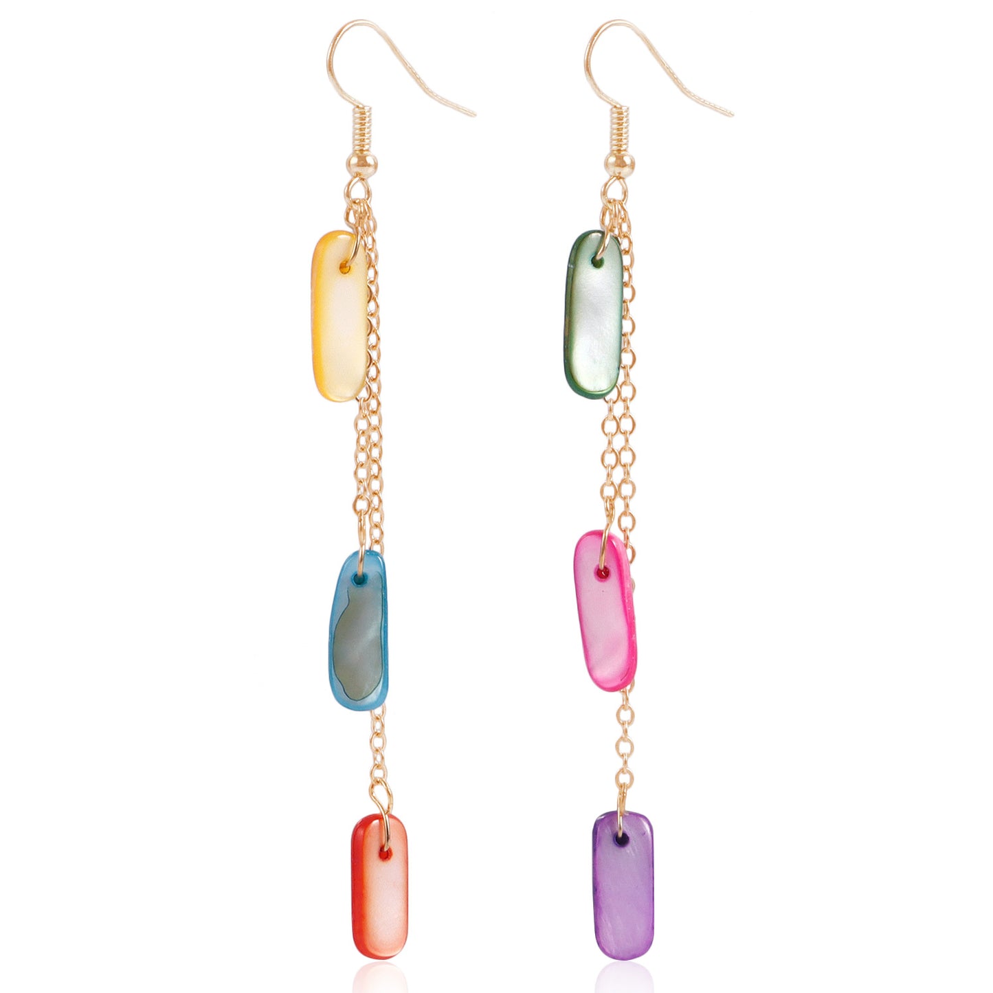 Minimalist Geometric Large Hoop Earrings for Women with Enamel Finish and Colorful Shell Accents