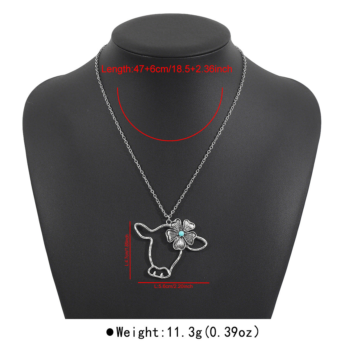 Collana vintage bohémien geometrica in lega con ciondolo turchese e finitura placcata su catena a onda per donna