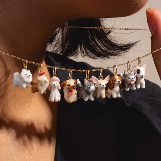 Minimalist Cartoon Animal Geometric Drip Oil Plated Stainless Steel Pendant