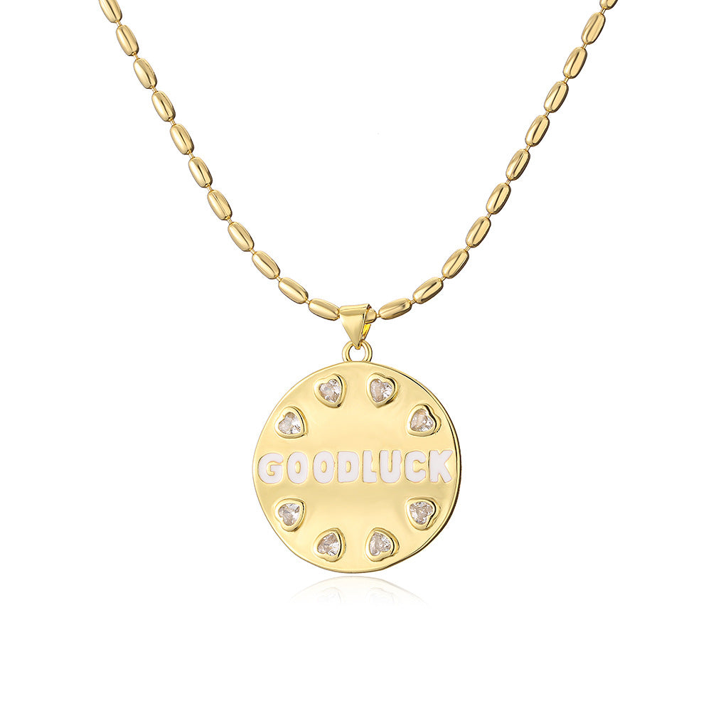 Minimalist Geometric Circle Pendant Necklace for Women in Brass with Real Gold Plating Good Luck Design