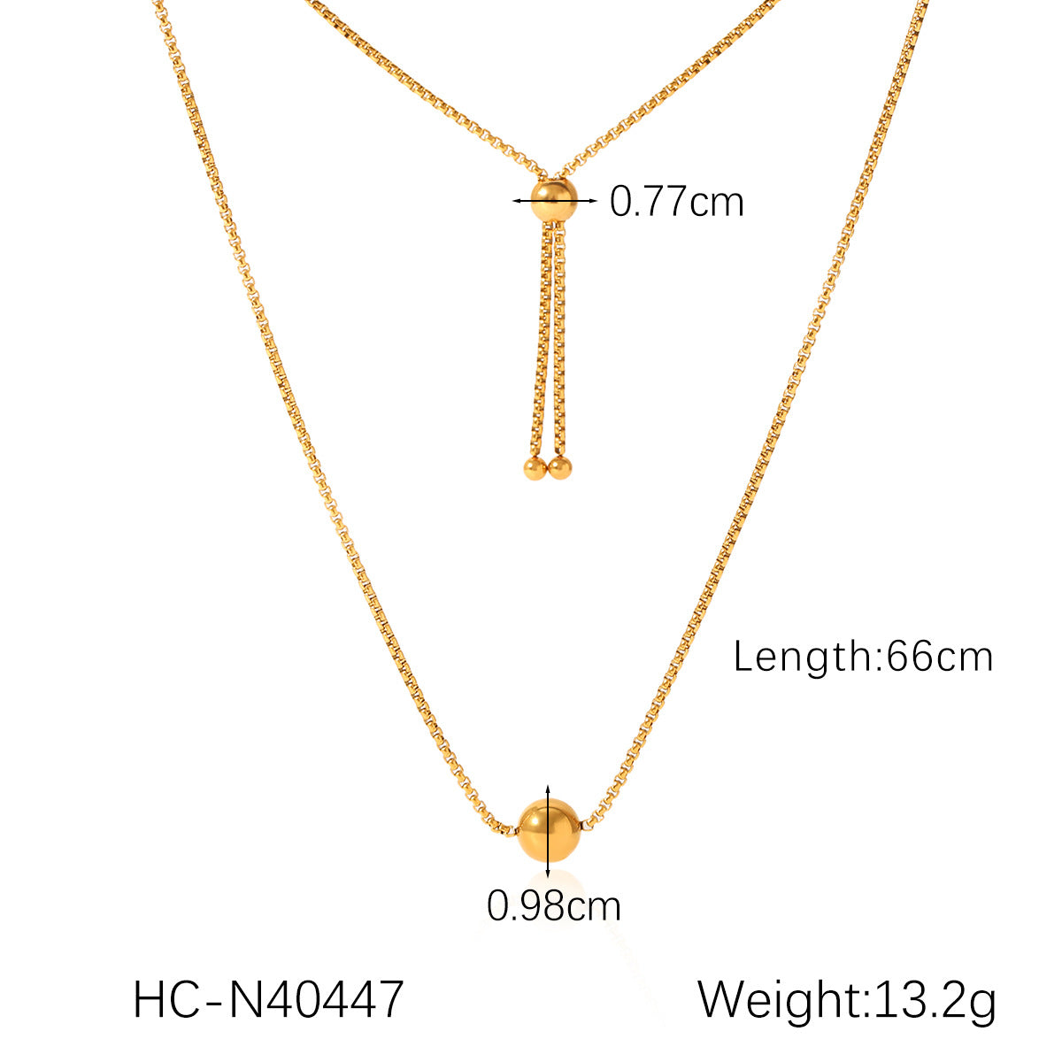 Minimalist Geometric Round Bead Pendant Necklace for Women in Stainless Steel with Titanium Steel Charm and Gold Plated Snake Chain