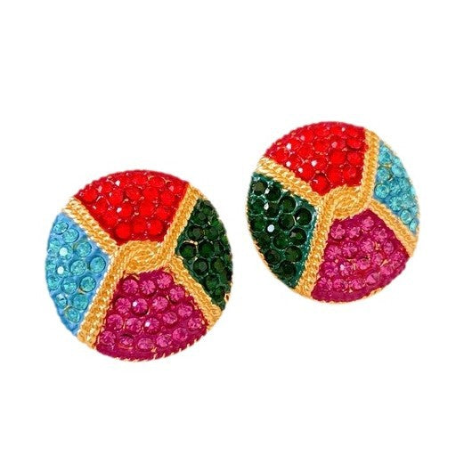 Orecchini vintage a forma di ape con intarsio di strass e finitura smaltata in rame con perni in acciaio inossidabile