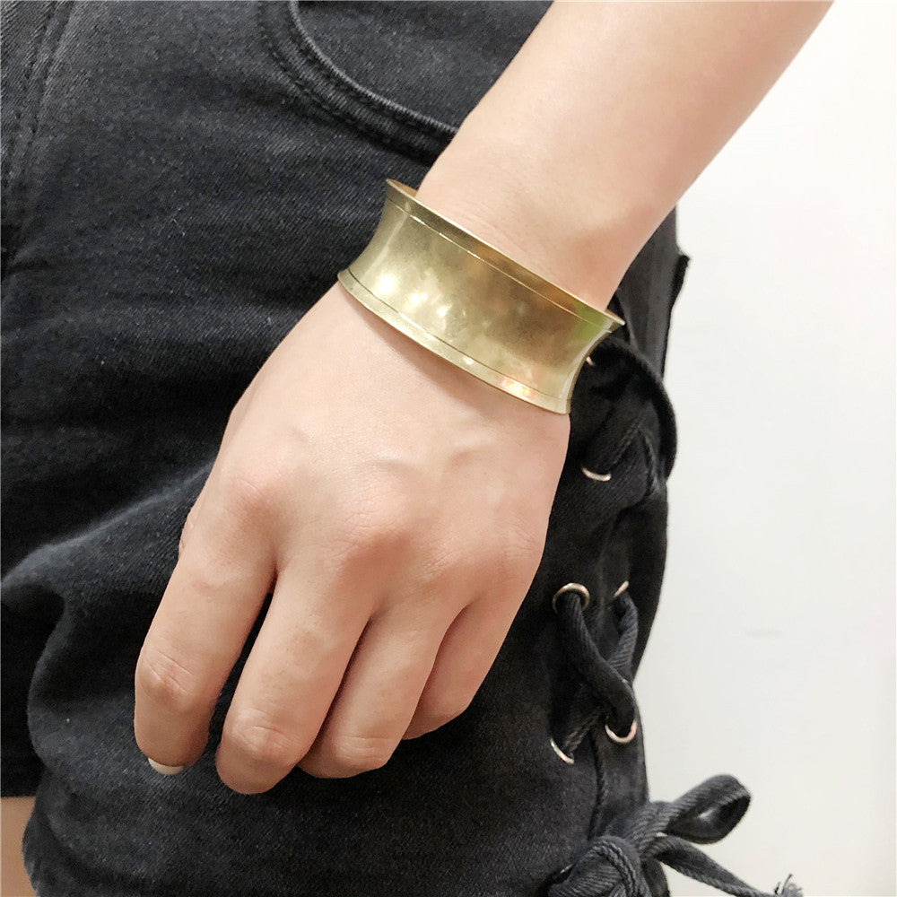Geometric Alloy Plated Open Cuff Bracelet for Women