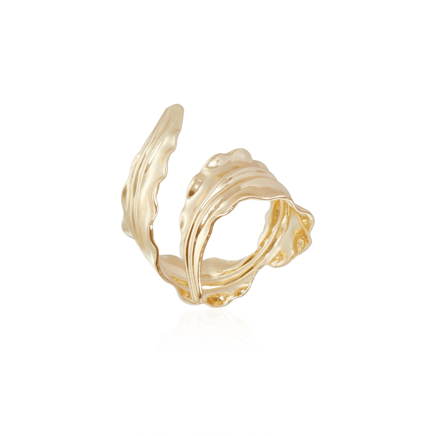 Vintage Bohemian Leaf Shaped Plated Alloy Adjustable Open Cuff Bracelet and Ring Set