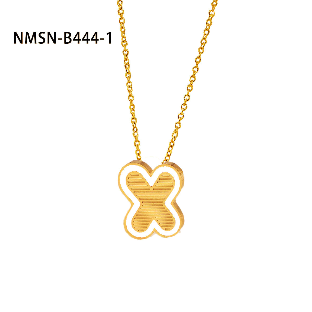Collana con pendente a forma di lettera minimalista in acciaio inossidabile placcato oro 18 carati e dettagli in smalto da donna