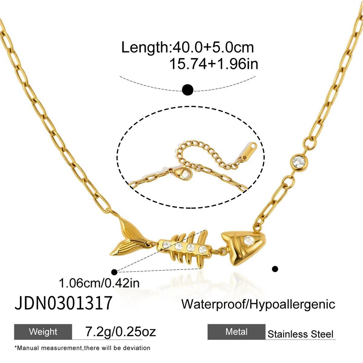 Fish Shape Titanium Steel Pendant Stainless Steel Plated Necklace and Earring Set for Women