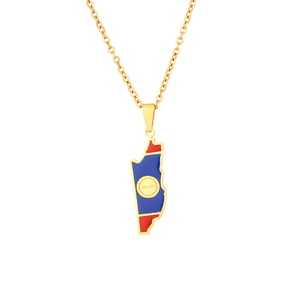 Collar con colgante esmaltado geométrico vintage de acero inoxidable con dije de acero de titanio en cadena tipo O para unisex