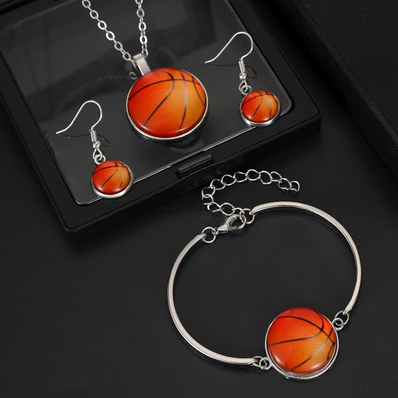 Set di gioielli da donna sportivo elegante rotondo geometrico in lega placcata