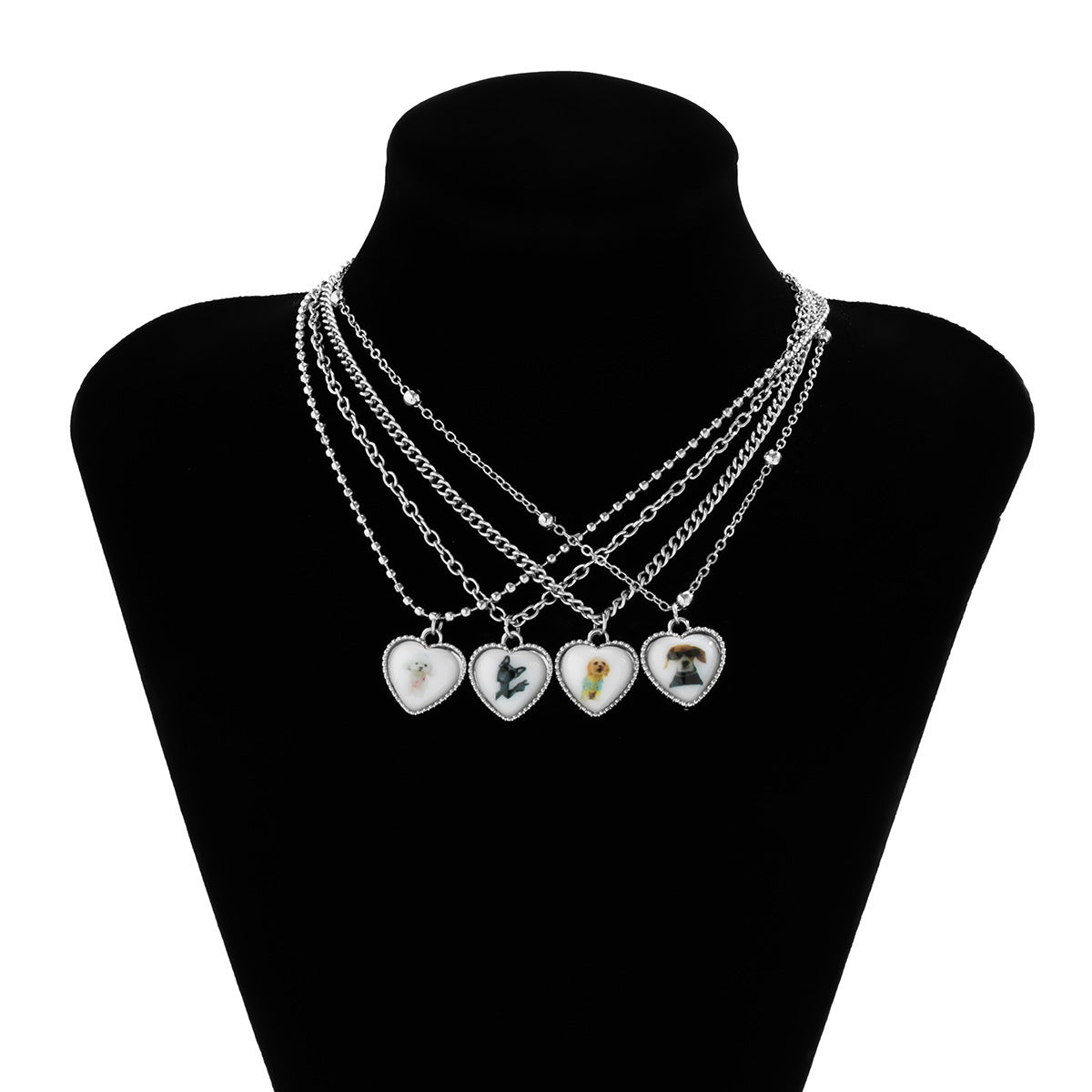Casual Heart Animal Acrylic Alloy Plated Necklace with Curb Chain for Women