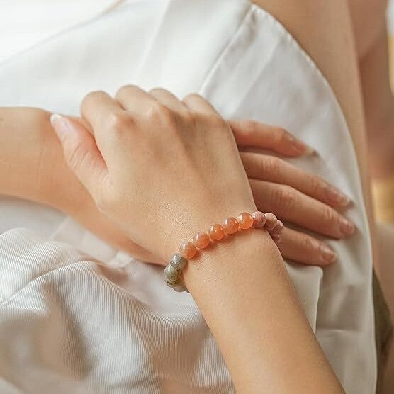 Minimalist Natural Citrine and Tiger Eye Stone Bracelet Unisex Geometric Round Beads Gift