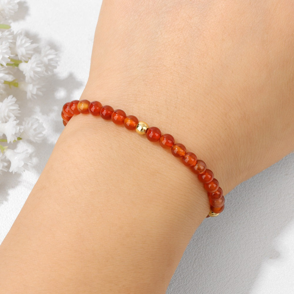 Vintage Geometric Amethyst Rose Quartz Beaded Bracelet for Women