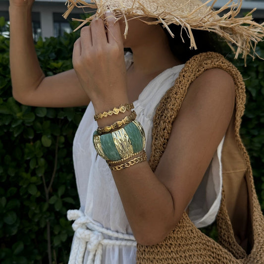 Minimalist Elegant Square Geometric Alloy Plated Bracelet with Elastic Cord