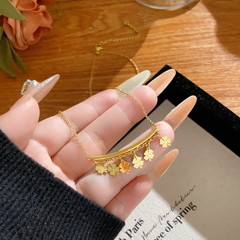 Sporty Casual Gold Plated Titanium Steel Necklace Unisex