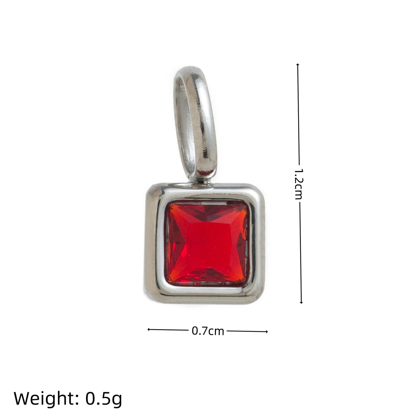 Minimalist Square Titanium Steel Gemstone Pendant with Cubic Zirconia Inlay Charm Bar for Women