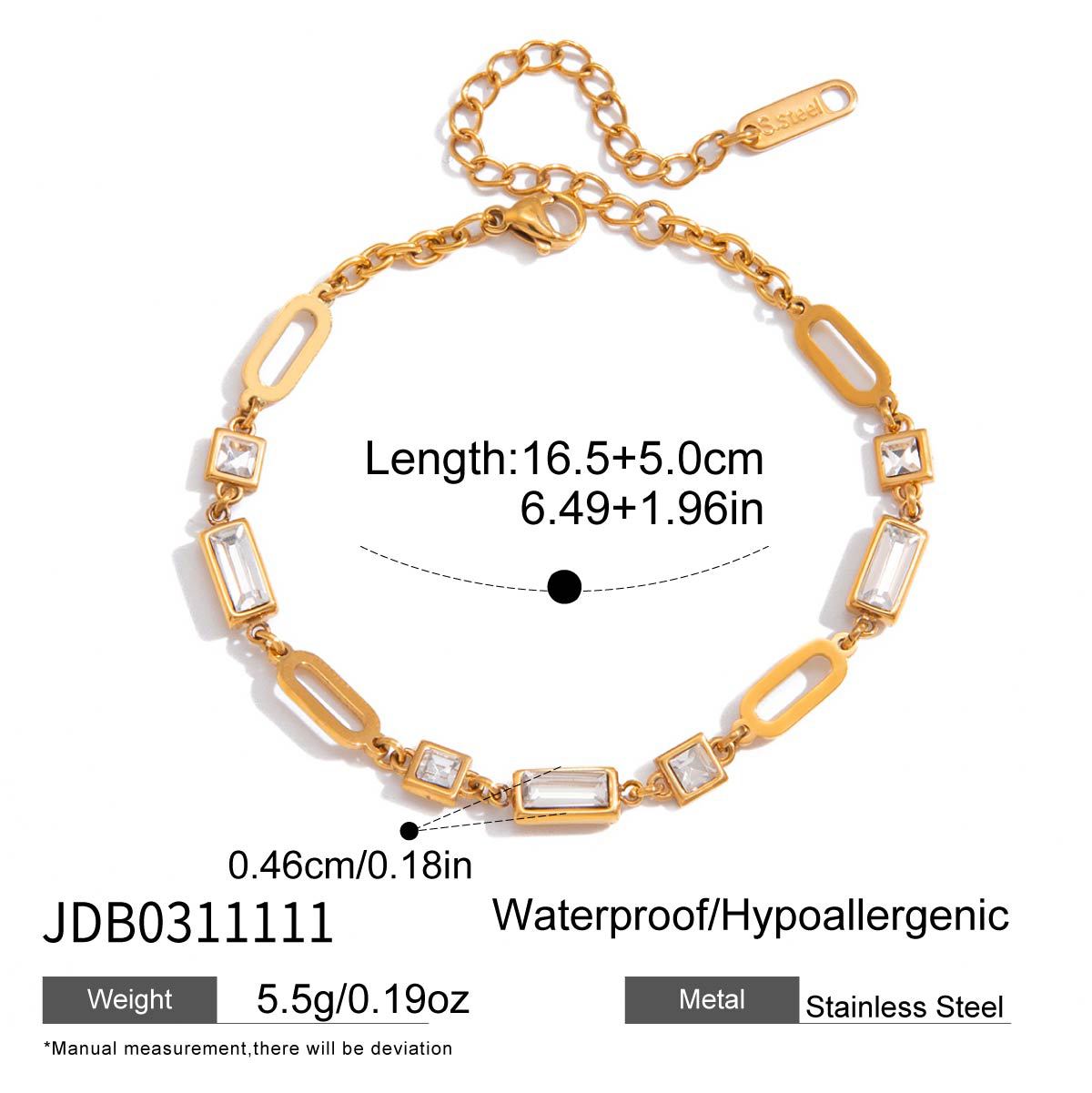 Elegant Geometric Stainless Steel Plated Rhinestone Bracelet for Women