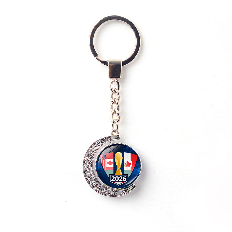 Rotating Moon Alloy Keychain Charm