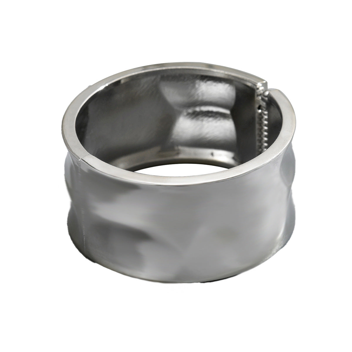 Pulsera Irregular de Moda de Aleación de Zinc con Acabado Chapado para Mujer, Diseño Circular Geométrico y Lunares, Brazalete Ancho Minimalista y Chic