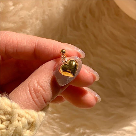 Orecchini a perno minimalisti a forma di cuore in argento sterling 925 con design a perle arrotondate e placcatura in rodio