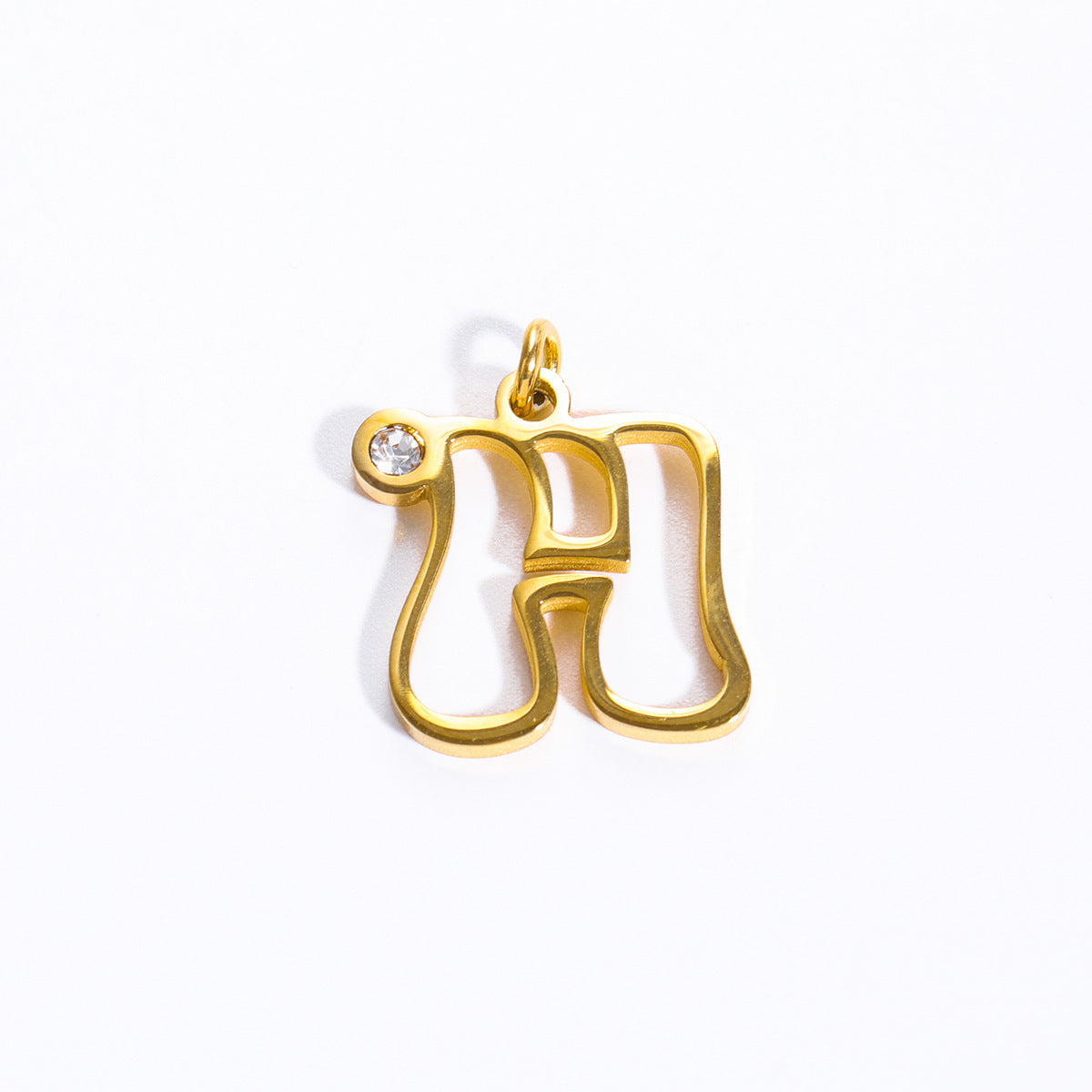 Sweet Stainless Steel Letter Pendant Necklace with Pearl and Cubic Zirconia