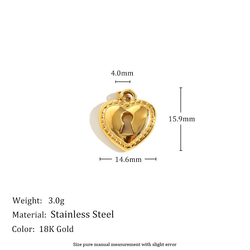 18K Gold Plated Stainless Steel Heart Charm Bar for Women