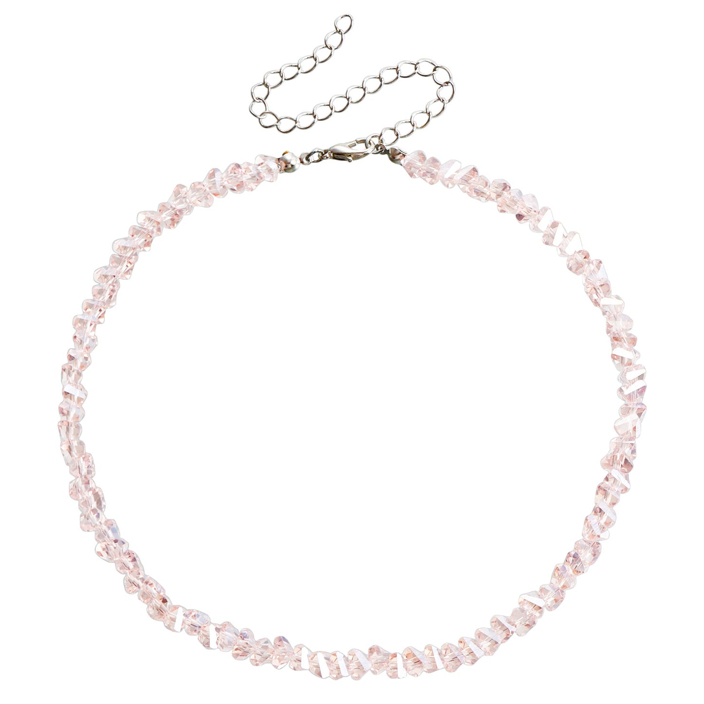 Collar de cuentas de cristal negro estilo geométrico para mujer con acabado chapado y diseño de cadena para clavícula