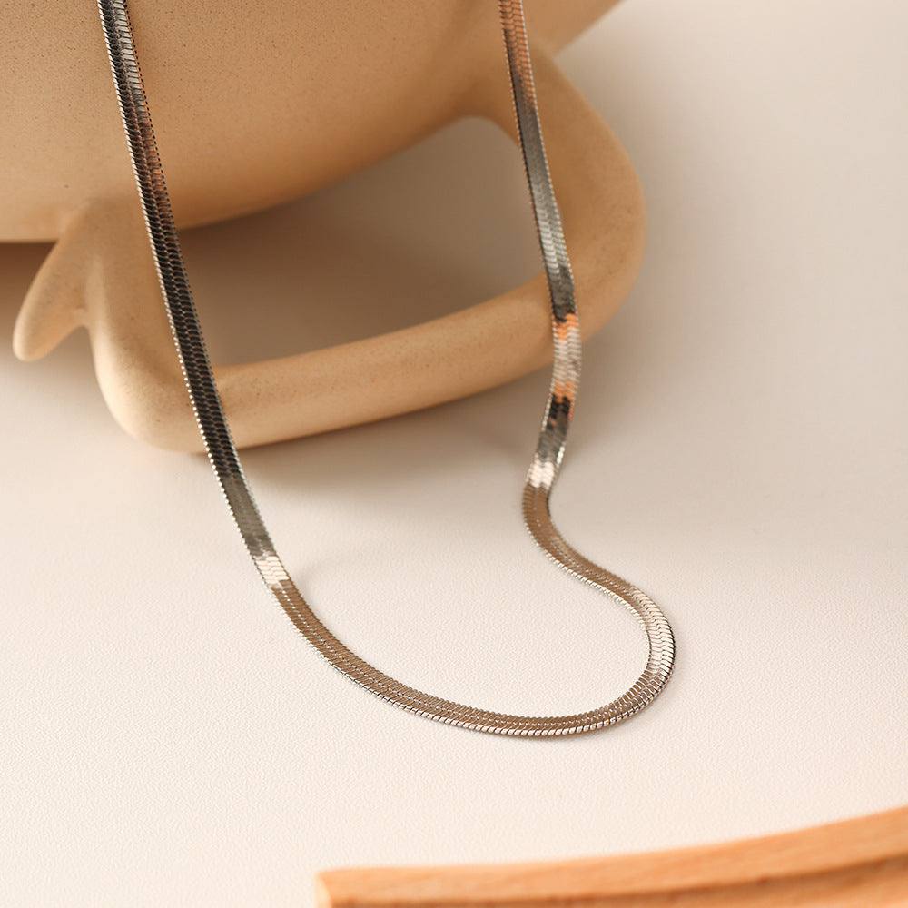 Minimalist Geometric Titanium Steel Plated Snake Chain Necklace for Women