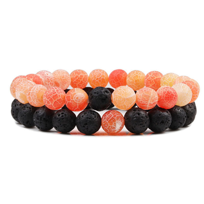 Sweet Matte Geometric White Agate Tiger Eye Volcanic Stone Charm Bar Unisex Handmade