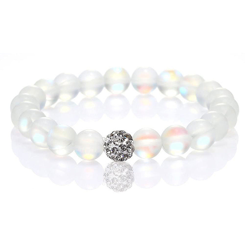 Colorful Moonstone Round Beaded Stretch Bracelet 8mm Unisex Handmade Jewelry